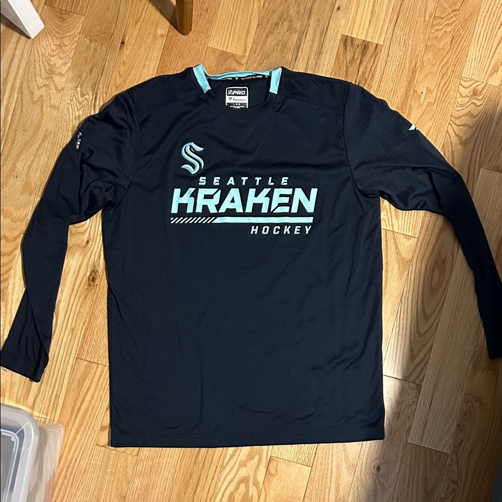 Fanatics Seattle Kraken navy and Teal Long Sleeve Shirt